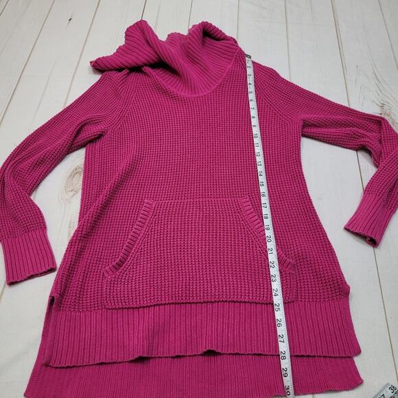 Michael Kors MK oversized magenta knit  turtleneck cowl sweater - Picture 3 of 8